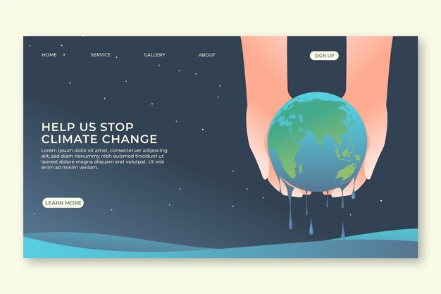 Gradient climate change landing page template