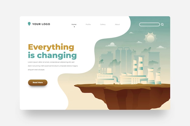 Free vector gradient climate change landing page