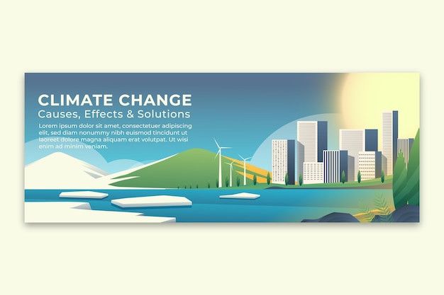 Gradient climate change social media cover template