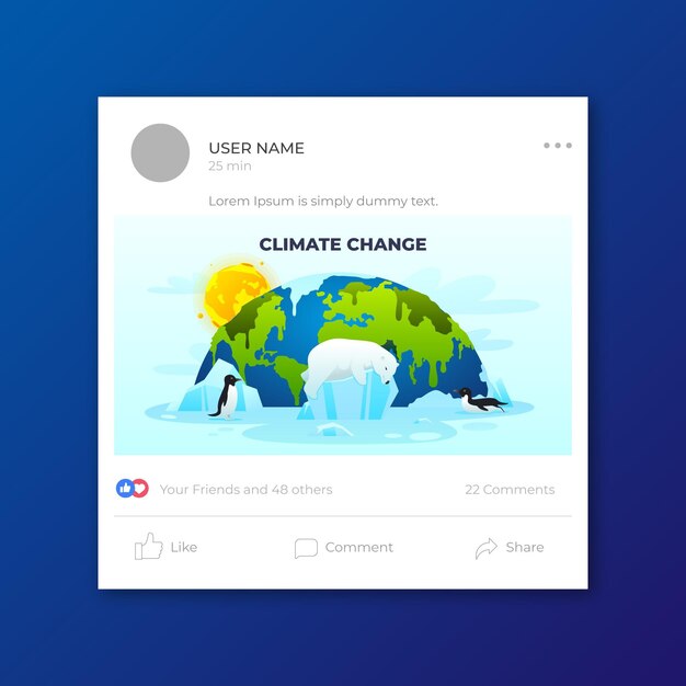 그라데이션 기후 변화 소셜 미디어 게시물 템플릿