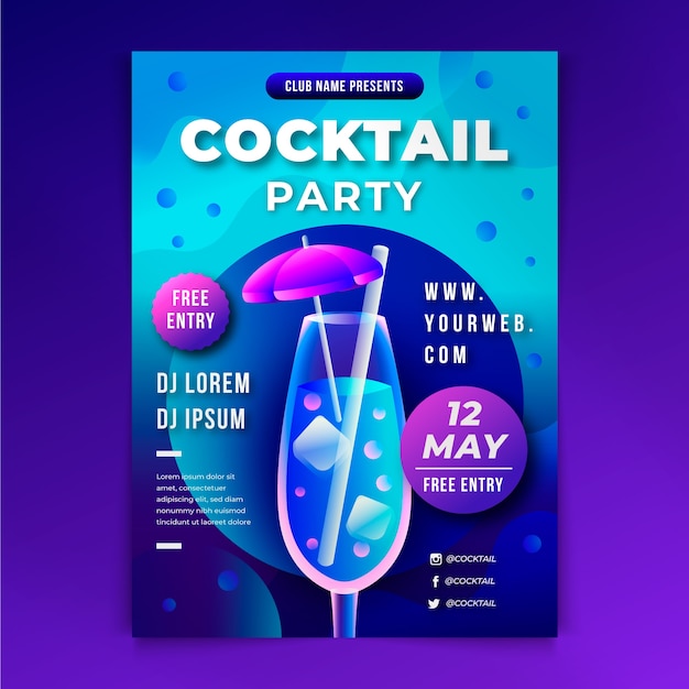 Free vector gradient cocktail flyer design