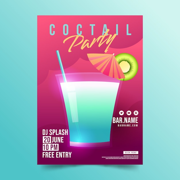 Gradient cocktail flyer template