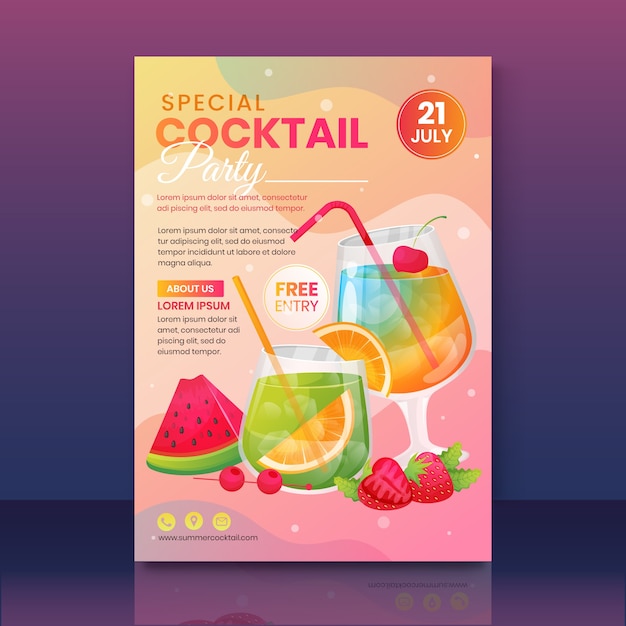 Gradient cocktail flyer template