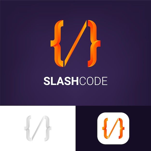 Слэш-код логотипа градиента кода