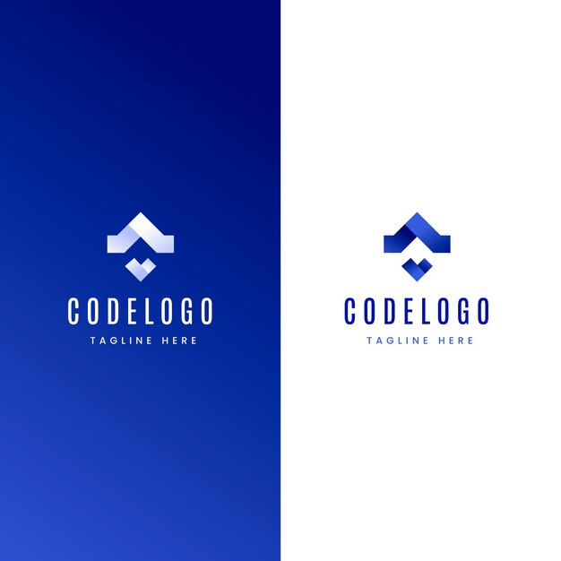 Gradient code logo white and blue