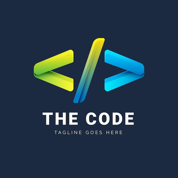 タグライン付きのグラデーションコードのロゴ