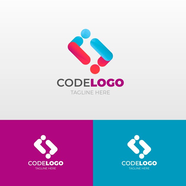 タグライン付きのグラデーションコードのロゴ