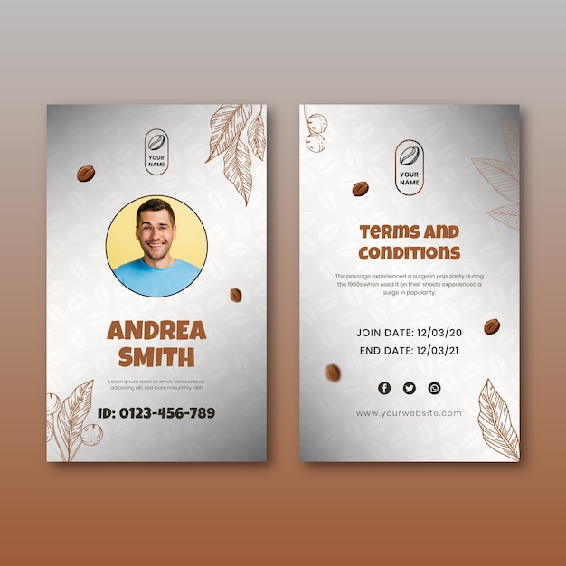 Free vector gradient coffee plantation id card template