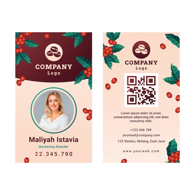 Free vector gradient coffee plantation id card