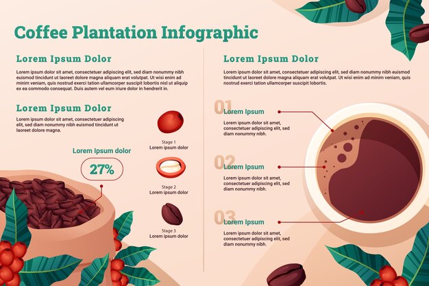 グラデーションコーヒープランテーションインフォグラフィックテンプレート