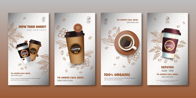 Free vector gradient coffee plantation instagram stories