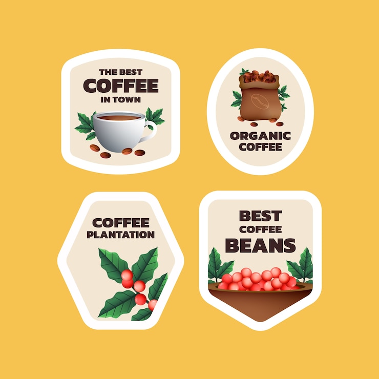 Free Vector gradient coffee plantation labels template