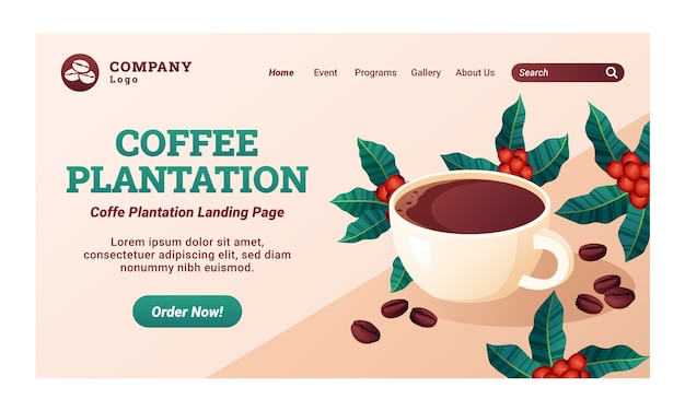 Free vector gradient coffee plantation web template