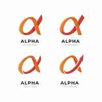Бесплатное векторное изображение Цветные градиентные альфа-логотипы