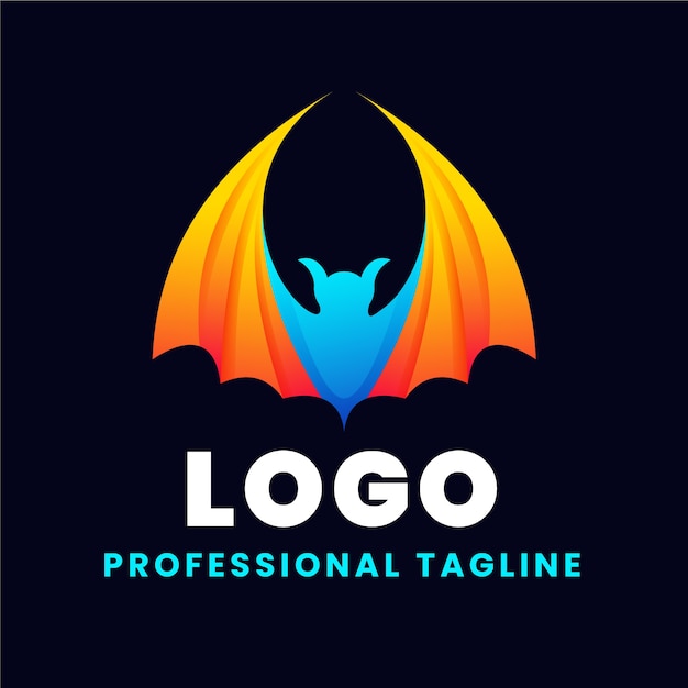 Gradient colored bat logo template