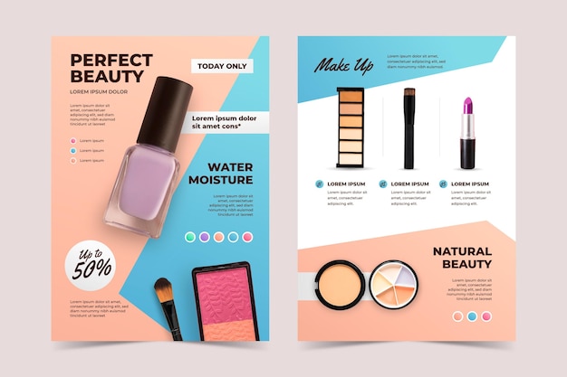 Gradient colored beauty product catalog template