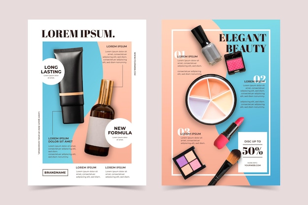 Gradient colored beauty product catalog template