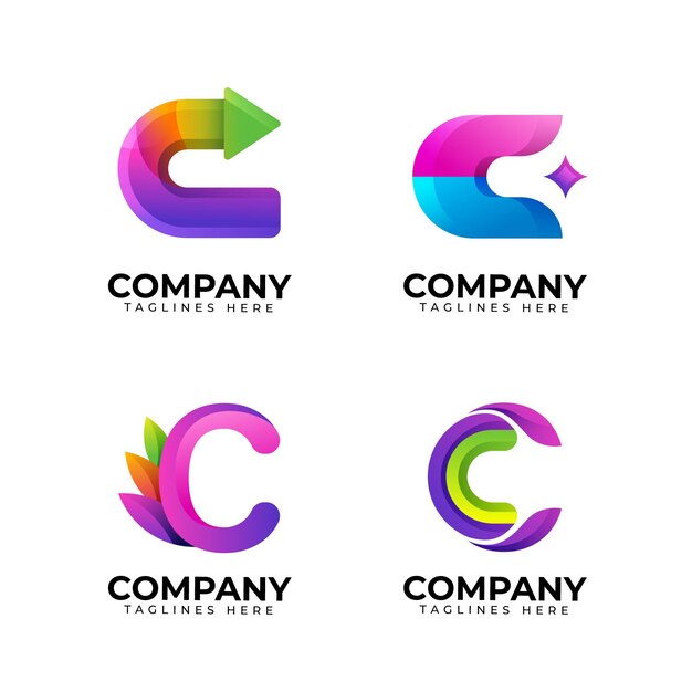 Gradient colored c logo collection