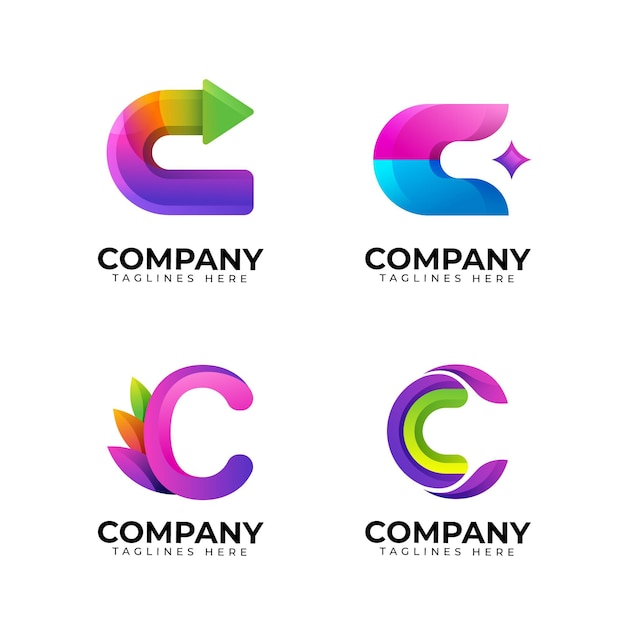 Gradient colored c logo collection