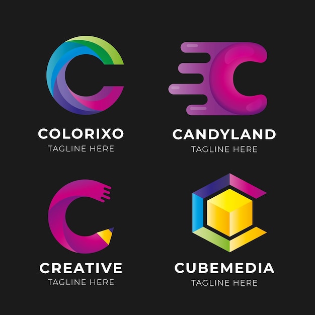 Gradient colored c logo collection