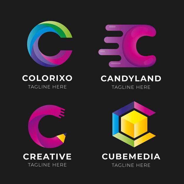 Gradient colored c logo collection