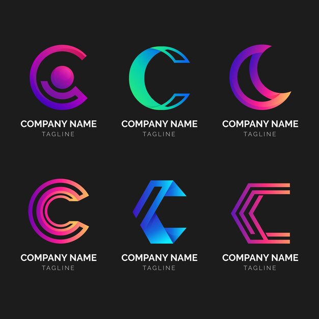 Gradient colored c logo collection