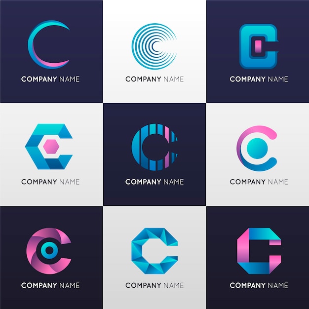 Free vector gradient colored c logo collection