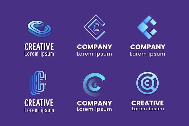 Free vector gradient colored c logo collection