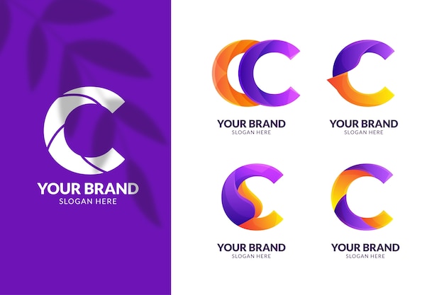 Gradient colored c logo template collection