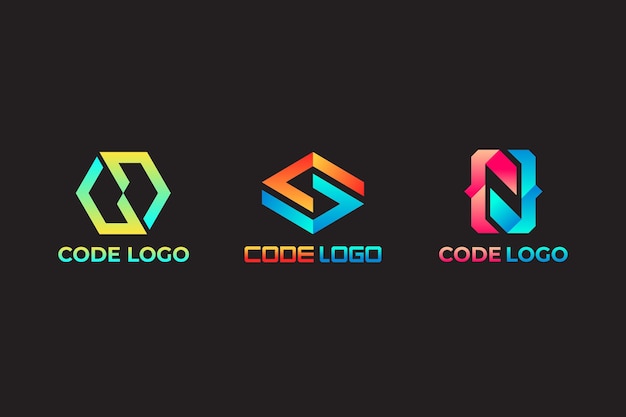 Gradient colored code logo template