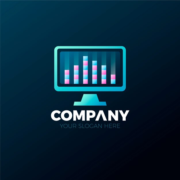Gradient colored computer logo template