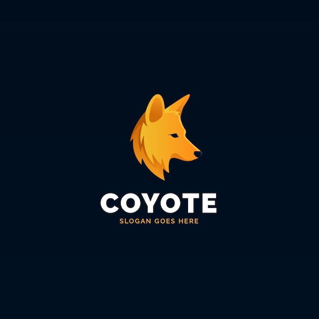 Vettore gratuito modello di logo coyote colorato sfumato