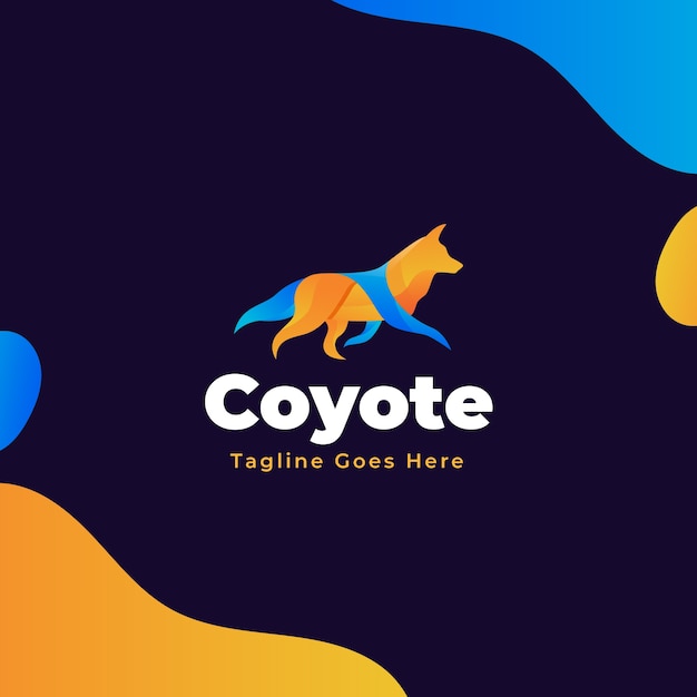 Vettore gratuito modello di logo coyote colorato sfumato