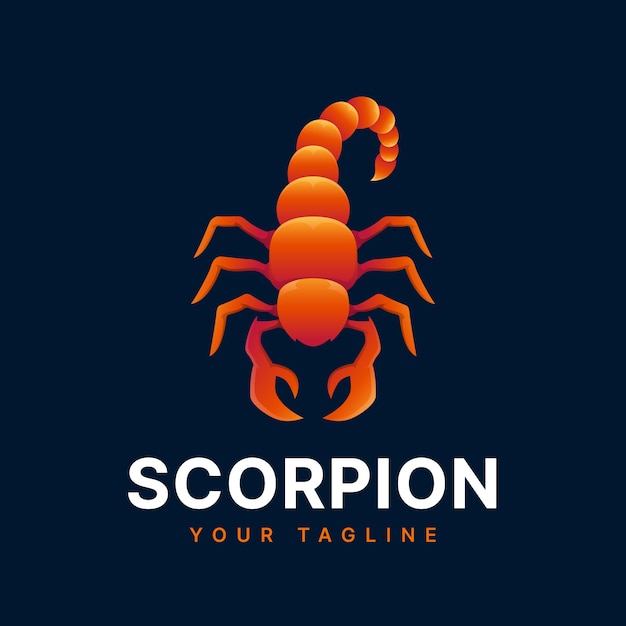 Vettore gratuito modello di logo scorpione creativo colorato sfumato