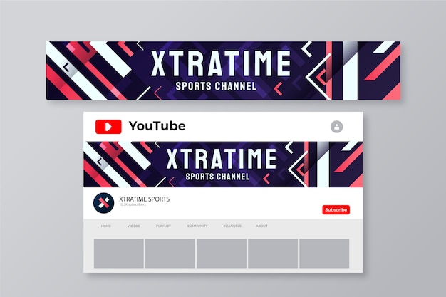 Free vector gradient colored creative youtube banner