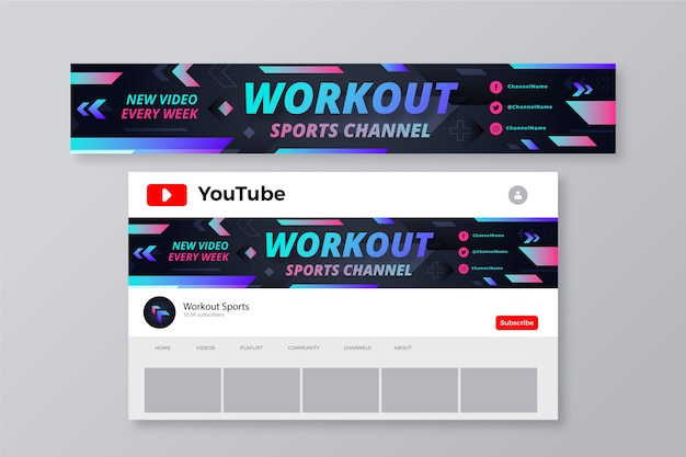 Free vector gradient colored creative youtube banner