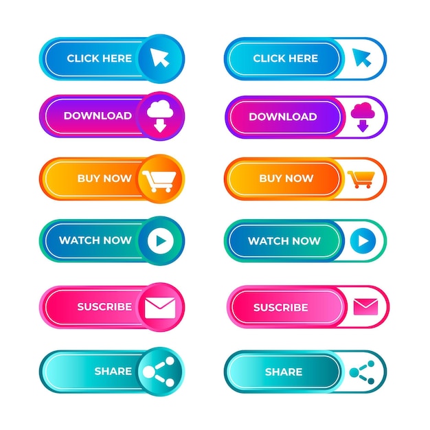 Free vector gradient colored cta button collection