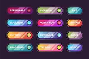 Free vector gradient colored cta button collection