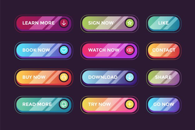 Gradient colored cta button collection