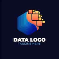 Бесплатное векторное изображение Шаблон логотипа данных градиентного цвета