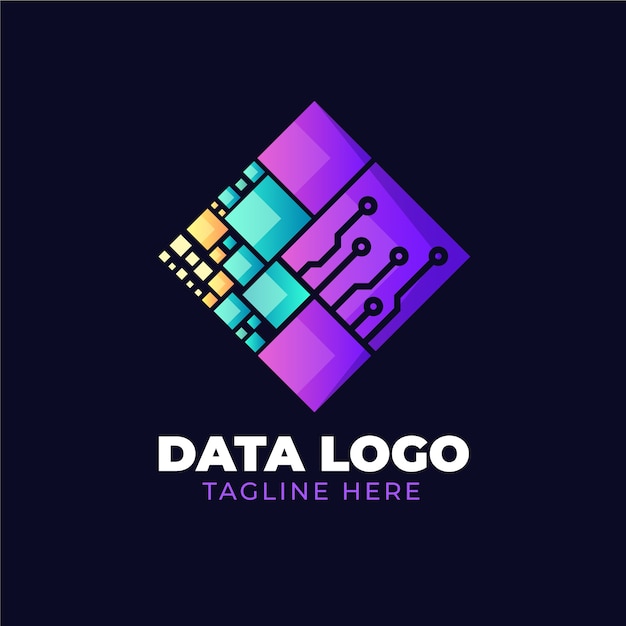 Vettore gratuito modello di logo di dati colorati sfumati