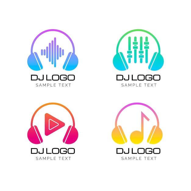 Collezione di logo dj colorato sfumato