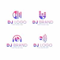 Free vector gradient colored dj logo set