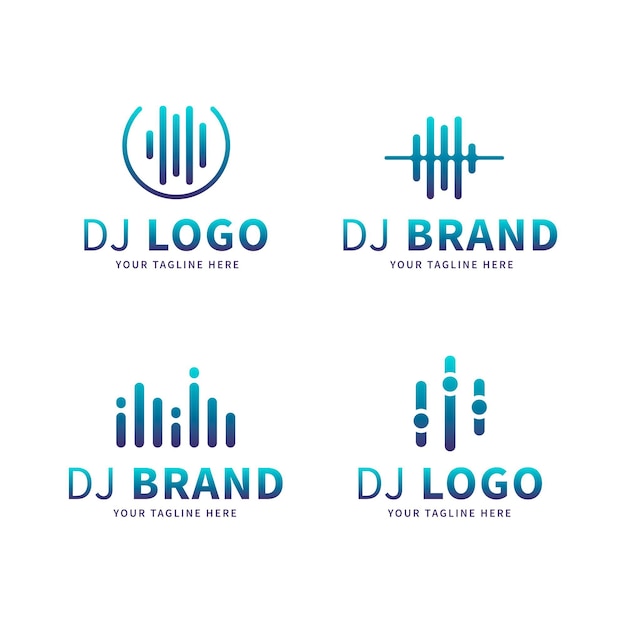 Gradient colored dj logo set