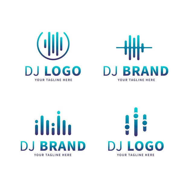 Набор градиентных цветных логотипов dj