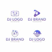 Бесплатное векторное изображение Набор градиентных цветных логотипов dj