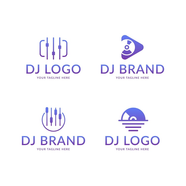 Gradient colored dj logo set