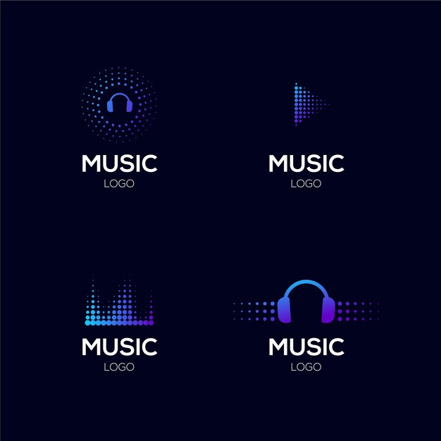 Gradient colored dj logo set