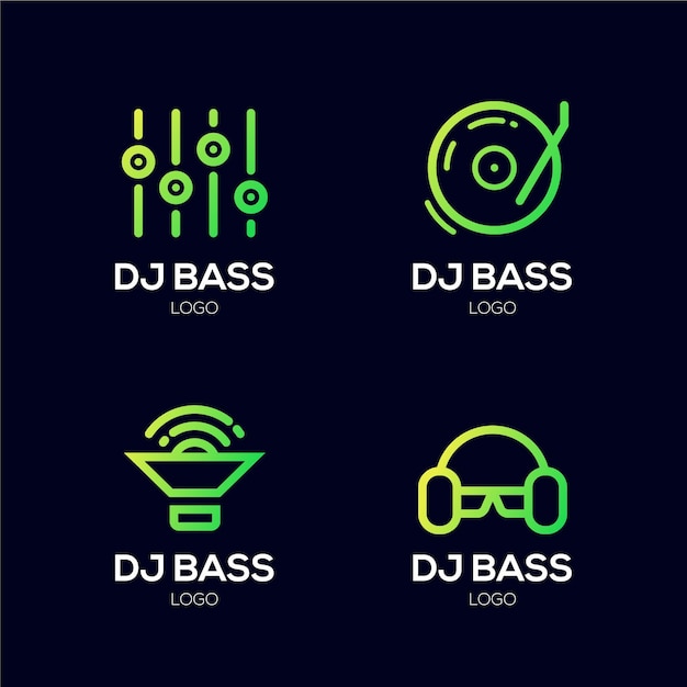 Free vector gradient colored dj logo set