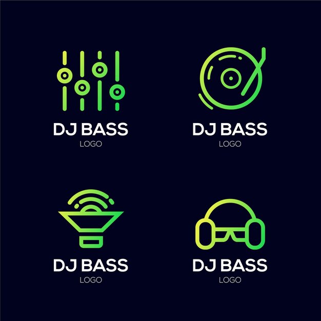 Gradient colored dj logo set